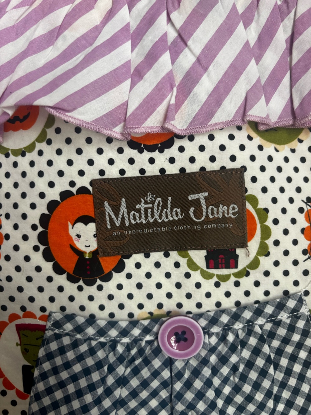 Matilda Jane Halloween Ruffle Crossbody Tote - Polka Dot & Gingham - Picture 3 of 4